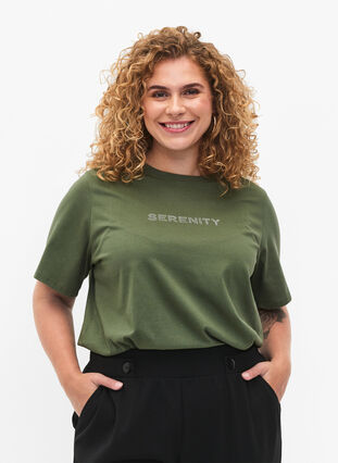 T-shirt i ekologisk bomull med text, Thyme SERENITY, Model image number 0