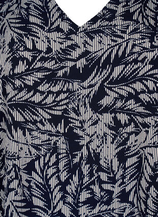 FLASH - V-ringad tunika med tryck , Off White Blue Leaf, Packshot image number 2