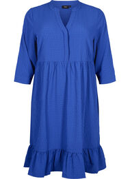 Enfärgad midiklänning med 3/4-ärmar, True blue