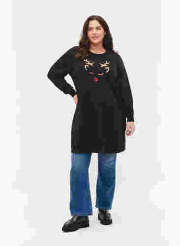 Sweatshirtklänning med julmotiv, Black Reindeer, Model image number 3