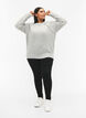 Melerad pullover med pärlknappar, Light Grey Melange, Model image number 2