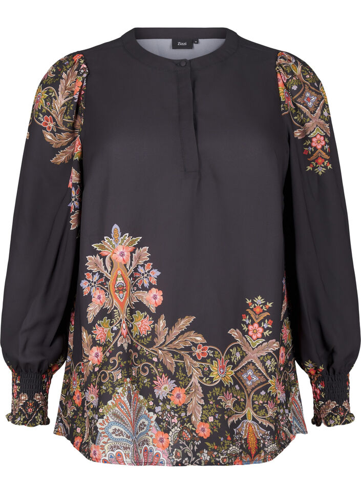 Blus med paisleymönster, Black Paisley, Packshot image number 0