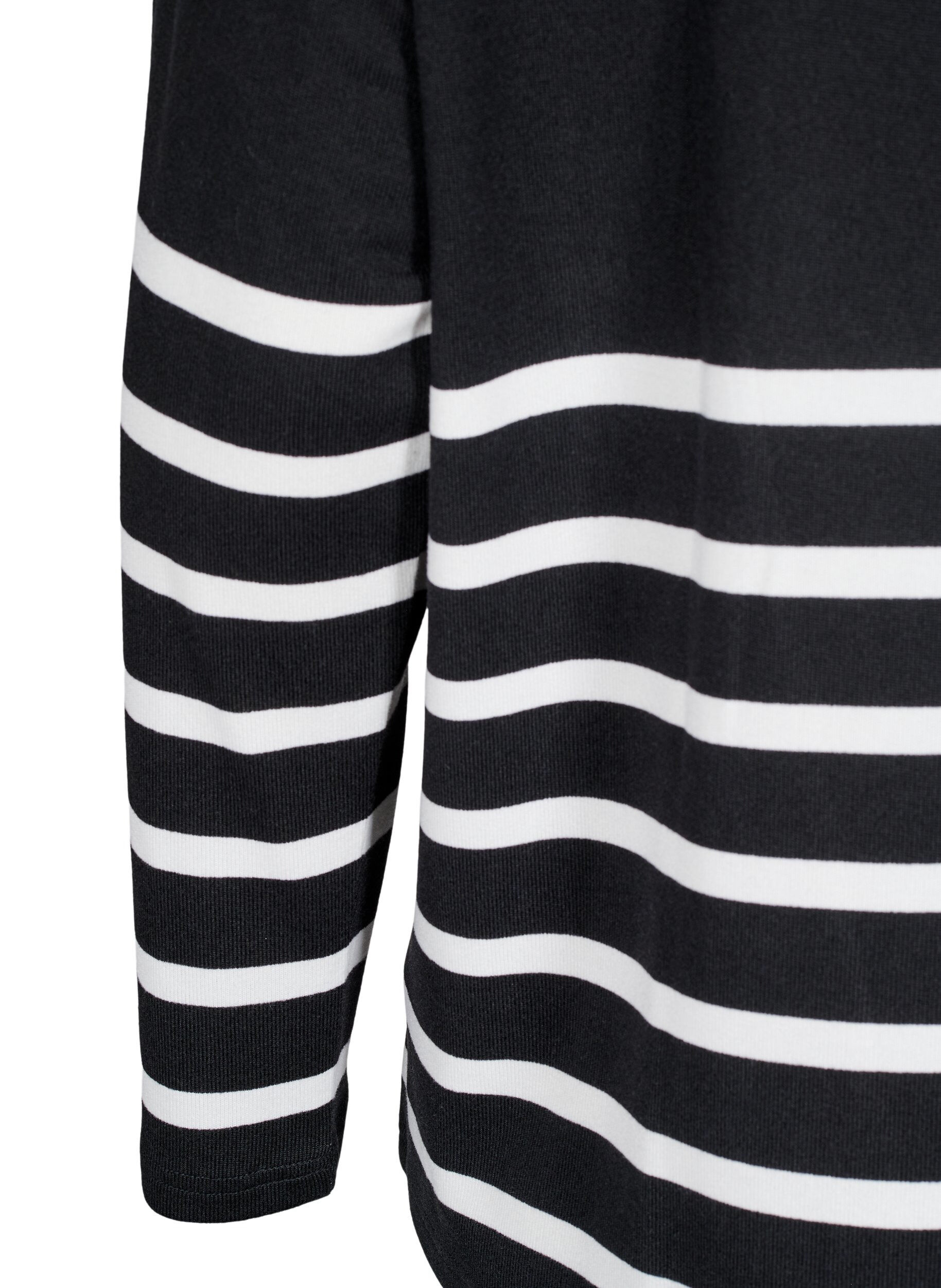 Zizzi Blus med h&ouml;g hals och l&aring;nga &auml;rmar, Svart, Packshot image number 3