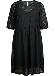 Spetsklänning med trekvartsärm, Black