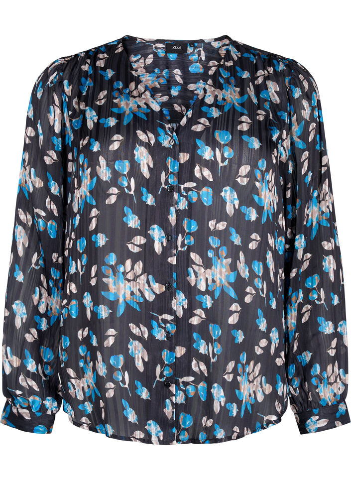 Långärmad skjorta med knappar, Svart, Packshot image number 0