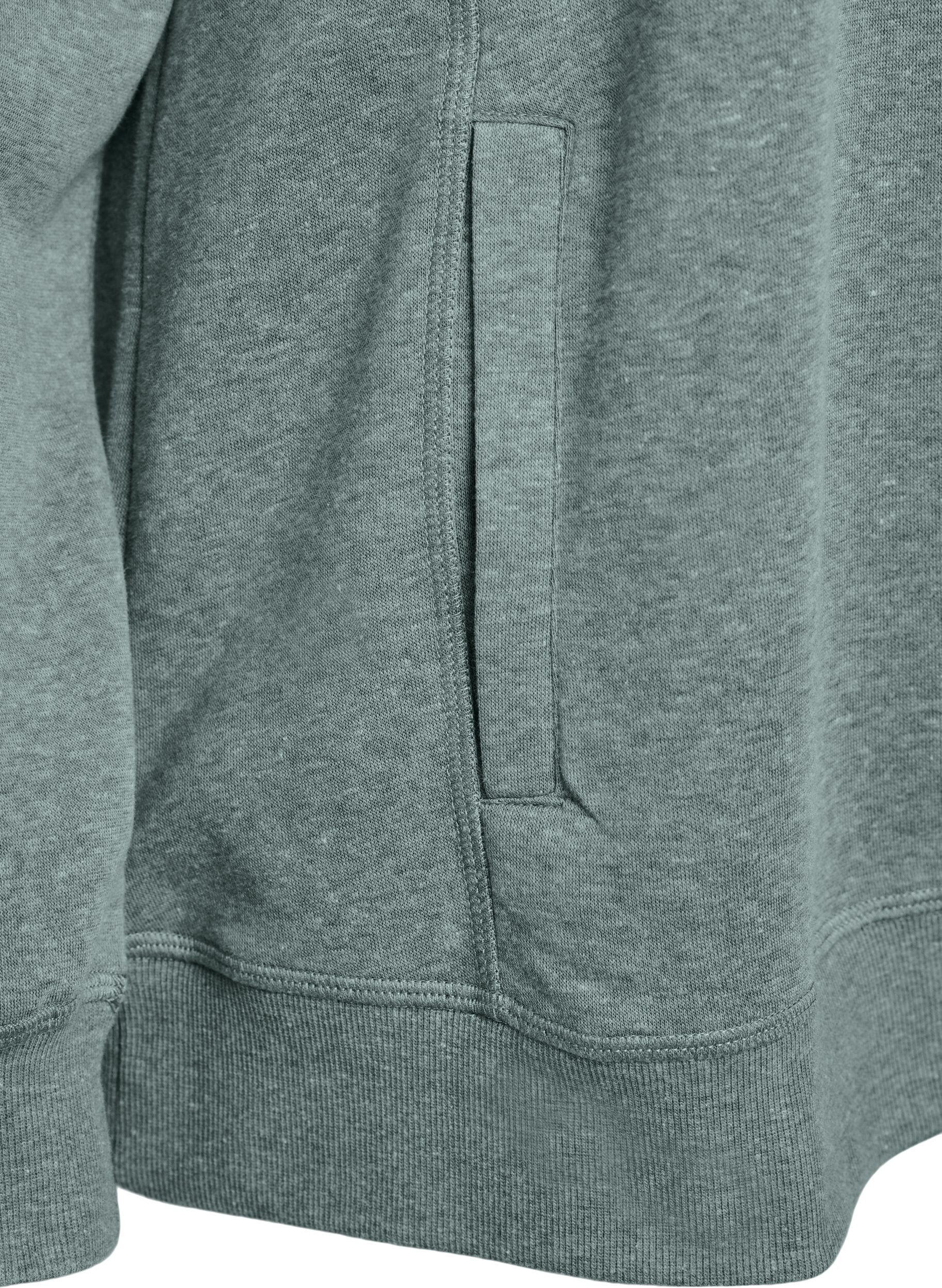 ZizziSweatshirt med h&ouml;g krage och fickor, Gr&ouml;n, Packshot image number 3