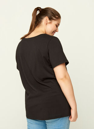 Kortärmad t-shirt med tryck, Black, Model image number 1