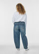Barrel fit jeans med sliten tv&auml;tt, Bl&aring;, Model image number 1