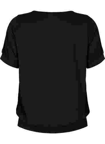 Enfärgad tränings-t-shirt med V-ringad hals, Black, Packshot image number 1