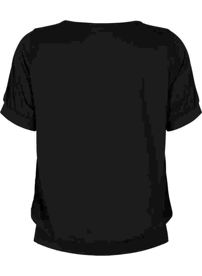 Enfärgad tränings-t-shirt med V-ringad hals, Black, Packshot image number 1