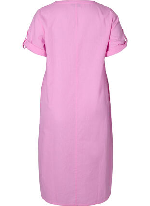 Lång skjortklänning med korta ärmar, Begonia Pink, Packshot image number 1