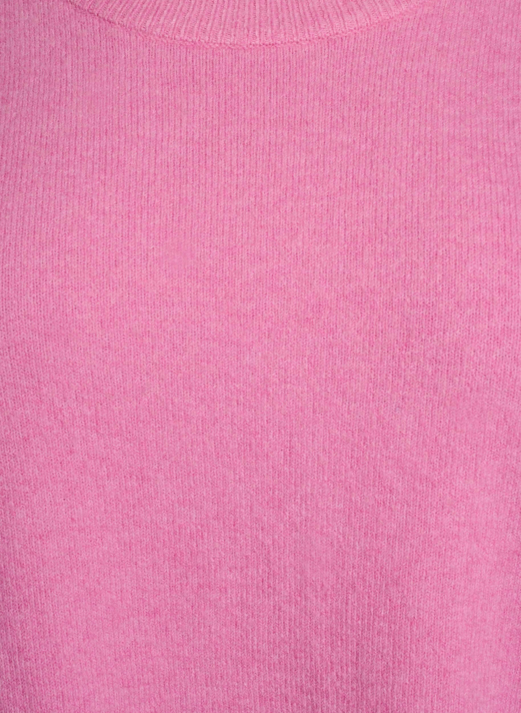 Zizzi Stickad blus med korta &auml;rmar, Rosa, Packshot image number 2