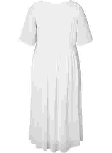 Maxiklänning med draperingar och korta ärmar, Bright White, Packshot image number 1