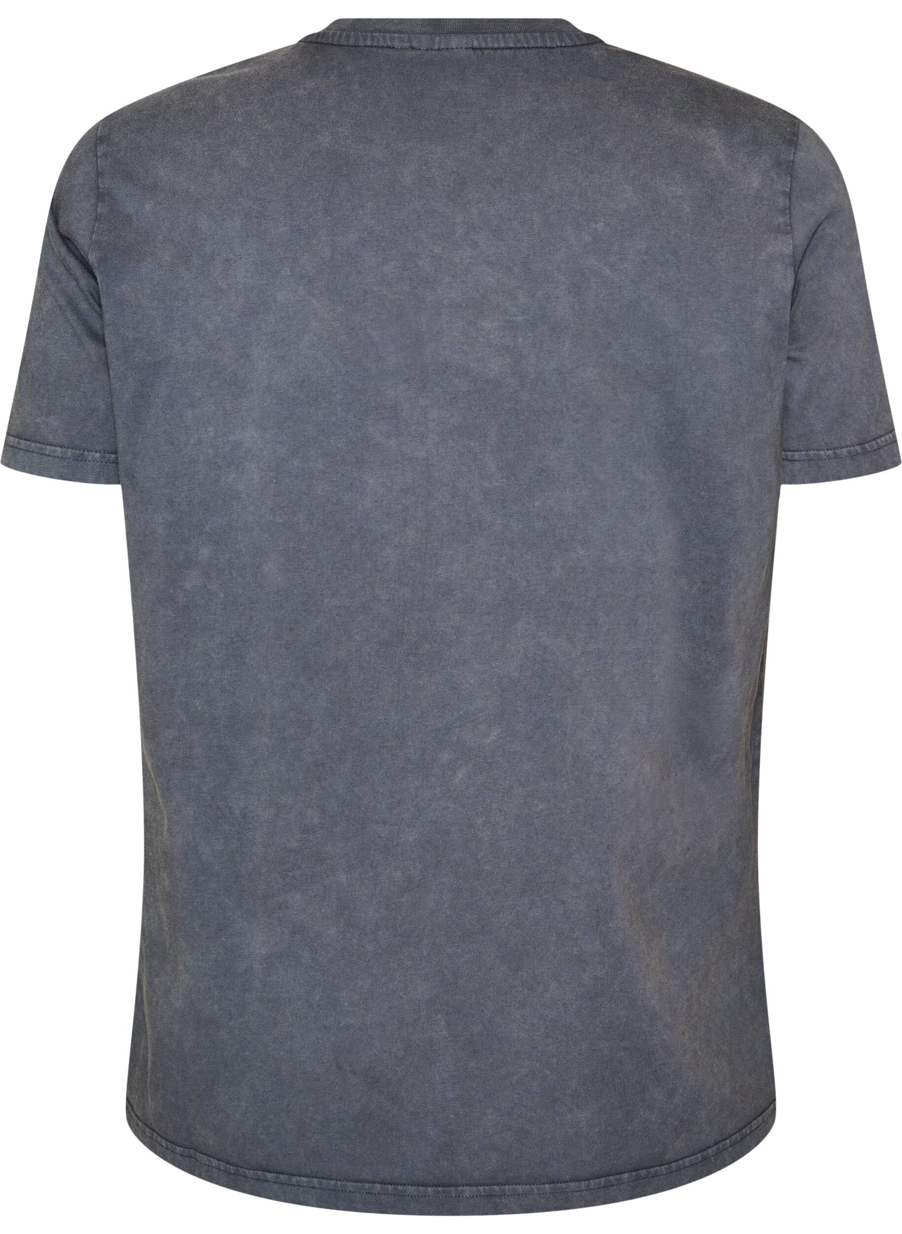 ZizziT-shirt i bomull med tryck framtill och en tv&auml;ttad look, Gr&aring;, Packshot image number 1