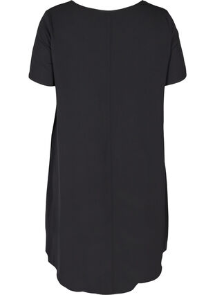 Enfärgad klänning med korta ärmar, Black, Packshot image number 1