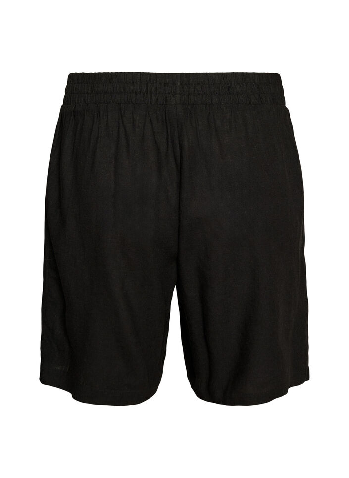 Shorts i linne och viskos med h&ouml;g midja, Svart, Packshot image number 1