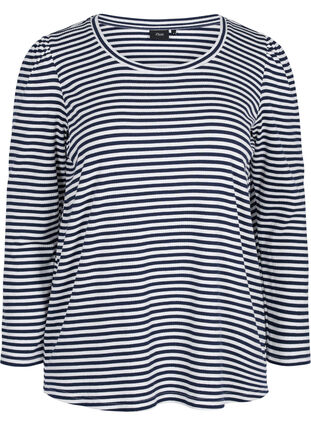 Randig tröja med långa ärmar, N. Sky/White Stripe, Packshot image number 0