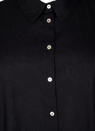 Lång skjorta i bomullsblandning med linne, Black, Packshot image number 2
