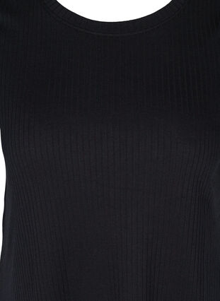 Enfärgad ribbad t-shirt med korta ärmar, Black, Packshot image number 2