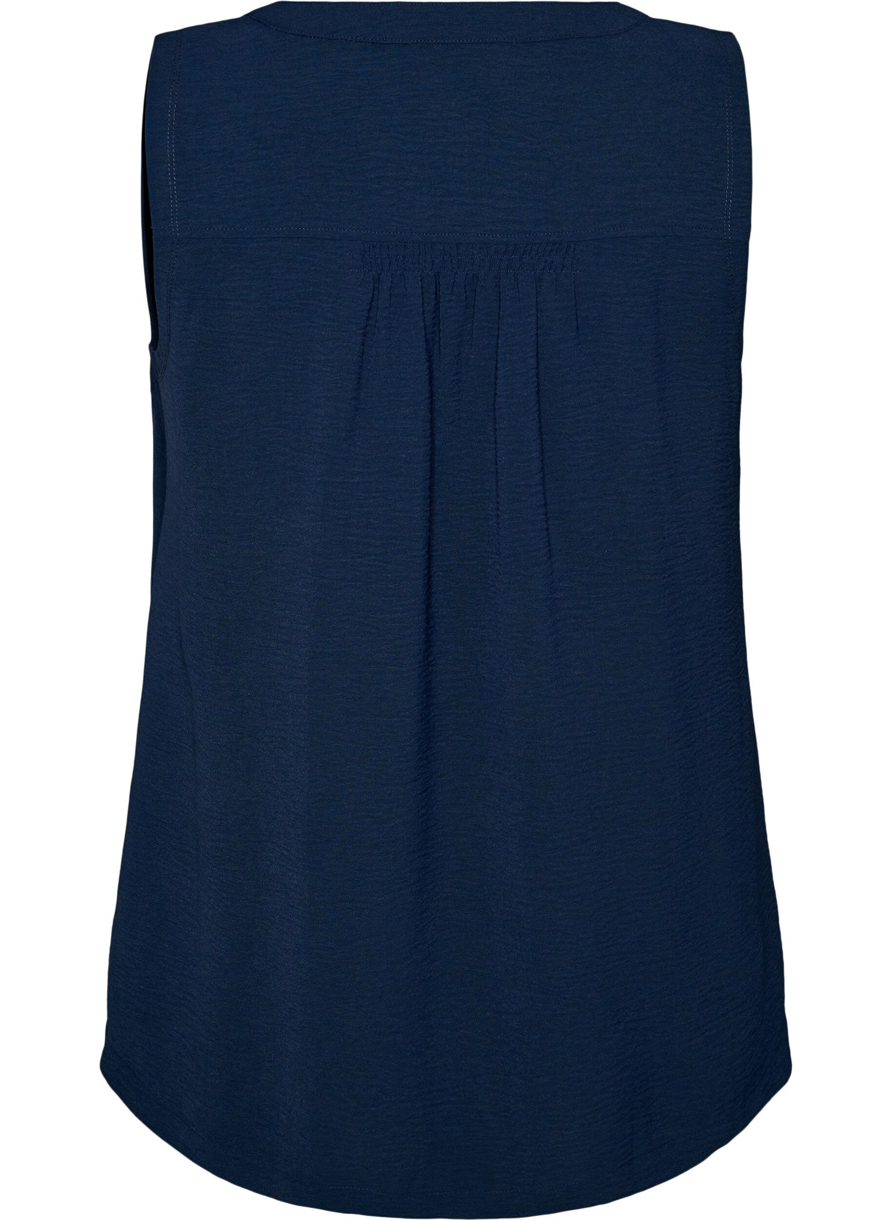 Zizzi&Auml;rml&ouml;s topp med rynkdetaljer, Bl&aring;, Packshot image number 1