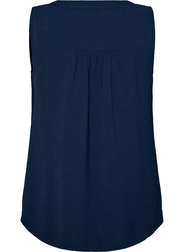 &Auml;rml&ouml;s topp med rynkdetaljer, Bl&aring;, Packshot image number 1