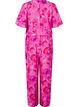 Blommig byxdress med fladdermusärmar, Pink Rose AOP, Packshot image number 1