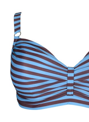 Bikinibehå med bygel och tryck, BlueBrown Stripe AOP, Packshot image number 2