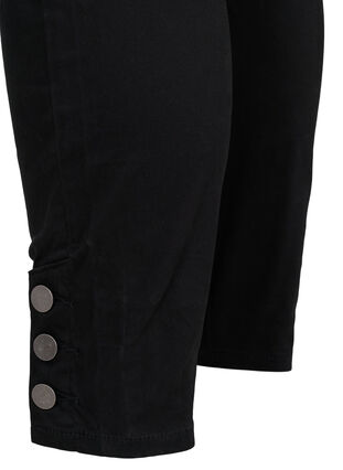 Croppade Amy jeans med knappar, Black, Packshot image number 3