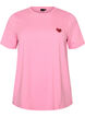 T-shirt med paljetthj&auml;rta och f&auml;rgglatt tryck p&aring; ryggen, Rosa, Packshot image number 0