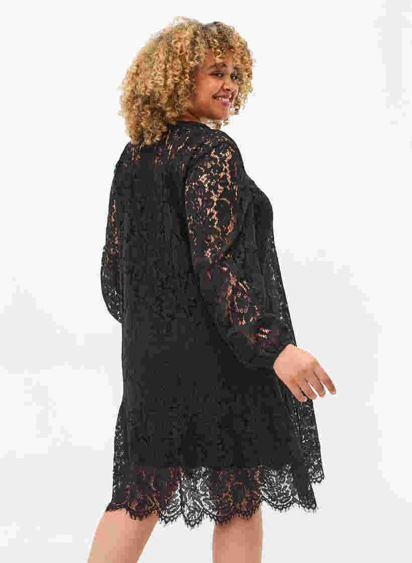 Spetsklänning med långa ärmar, Black, Model image number 1