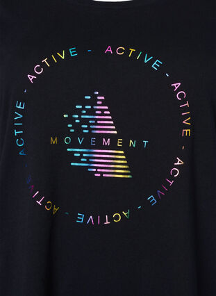 Sport t-shirt med tryck, Black/Hologram logo, Packshot image number 2