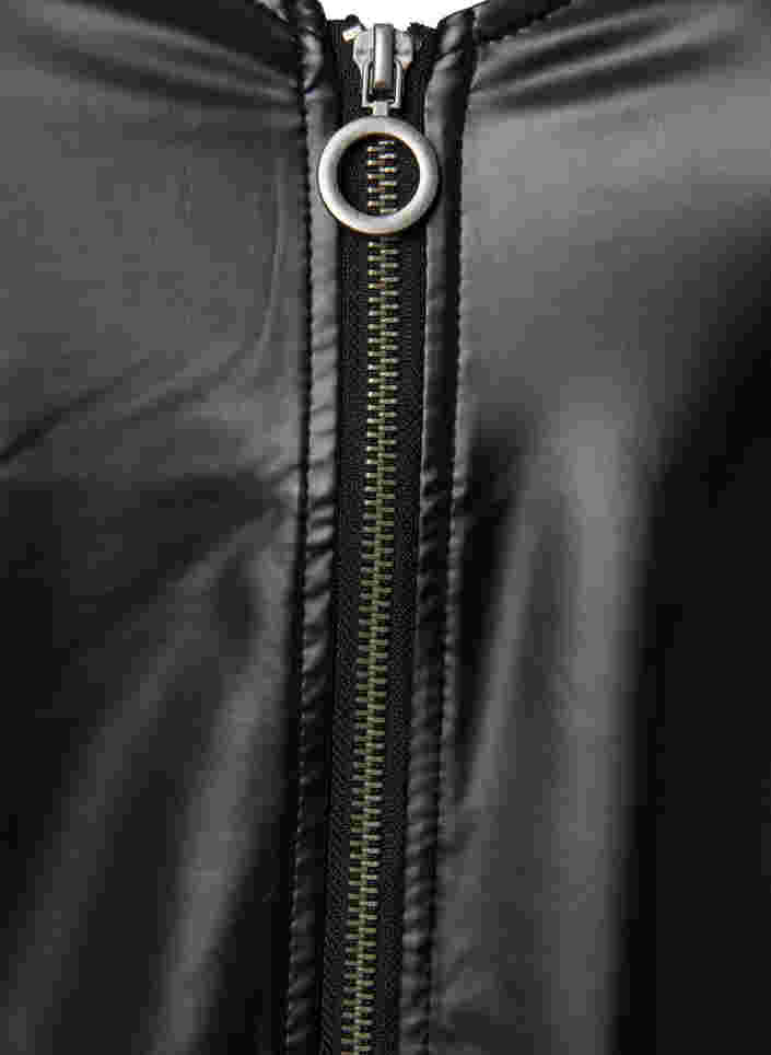Klänning i läderimitation med dragkedja, Black, Packshot image number 2