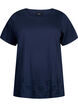T-shirt i bomull med broderi anglaise, Navy Blazer, Packshot image number 0