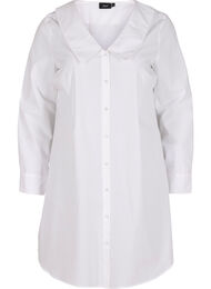 Lång skjorta i bomull med stor krage, Bright White