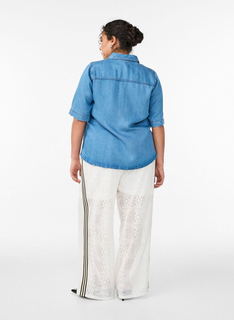 Vida spetsbyxor med kontrast&shy;r&auml;nder, Vit, Model image number 2