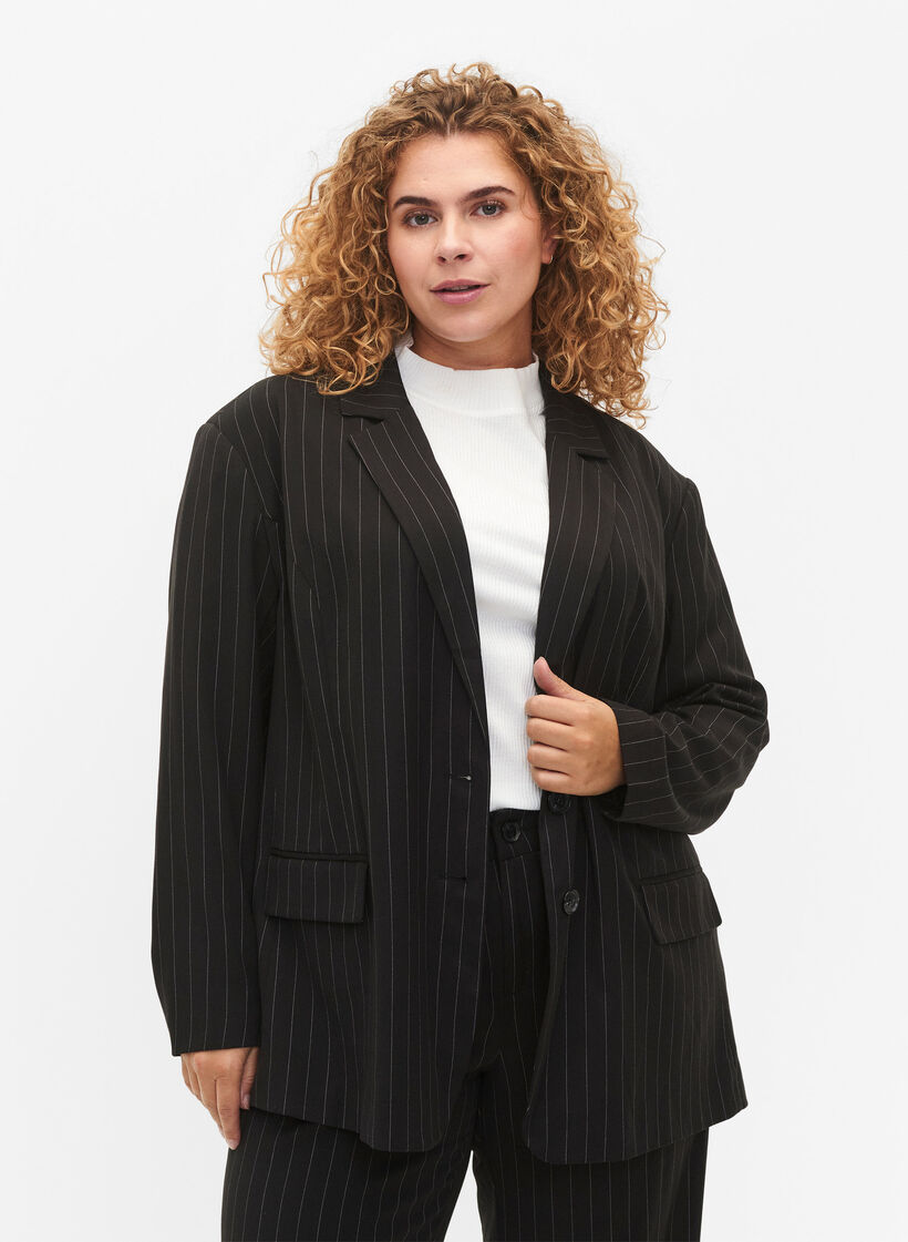 Kritstrecksrandig kavaj, Black W. Pinstripe, Model image number 0