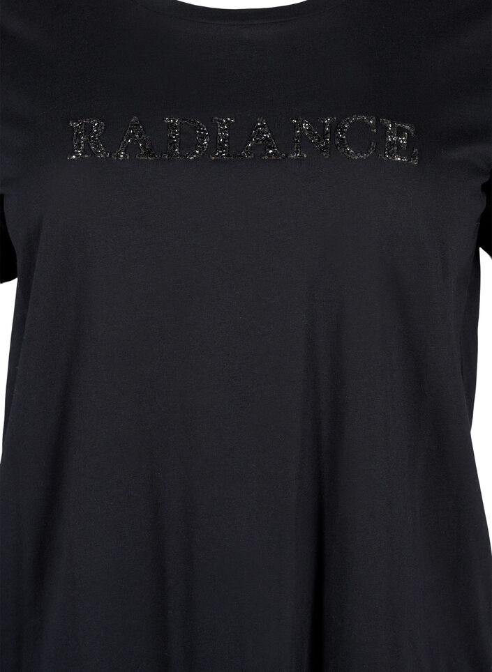 T-shirt i bomull med strassmotiv, Black w. Radiance, Packshot image number 2