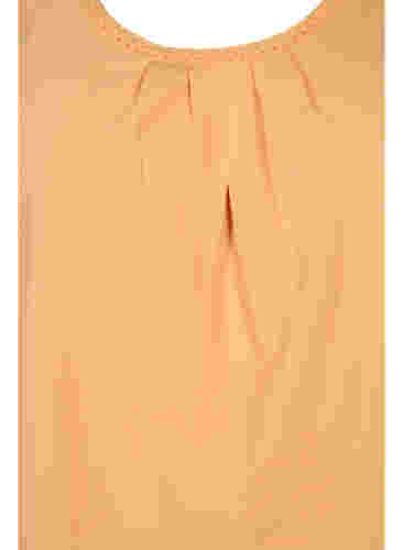 Topp i bomull med rund hals med spets, Apricot Nectar, Packshot image number 2