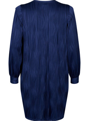 Långärmad klänning med strukturmönster, Maritime Blue, Packshot image number 1