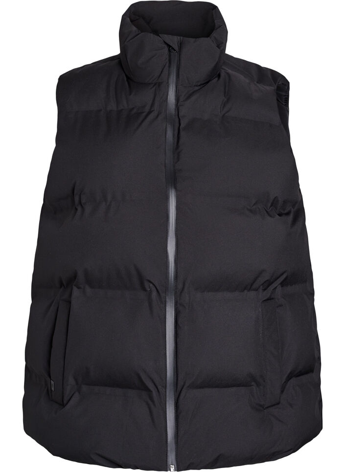 Kort pufferjacka med h&ouml;g krage, Svart, Packshot image number 0