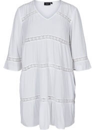 A-linjeformad viskosklänning med spetsband, White