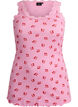 Topp med tryck och spetskant, Rosa, Packshot image number 0