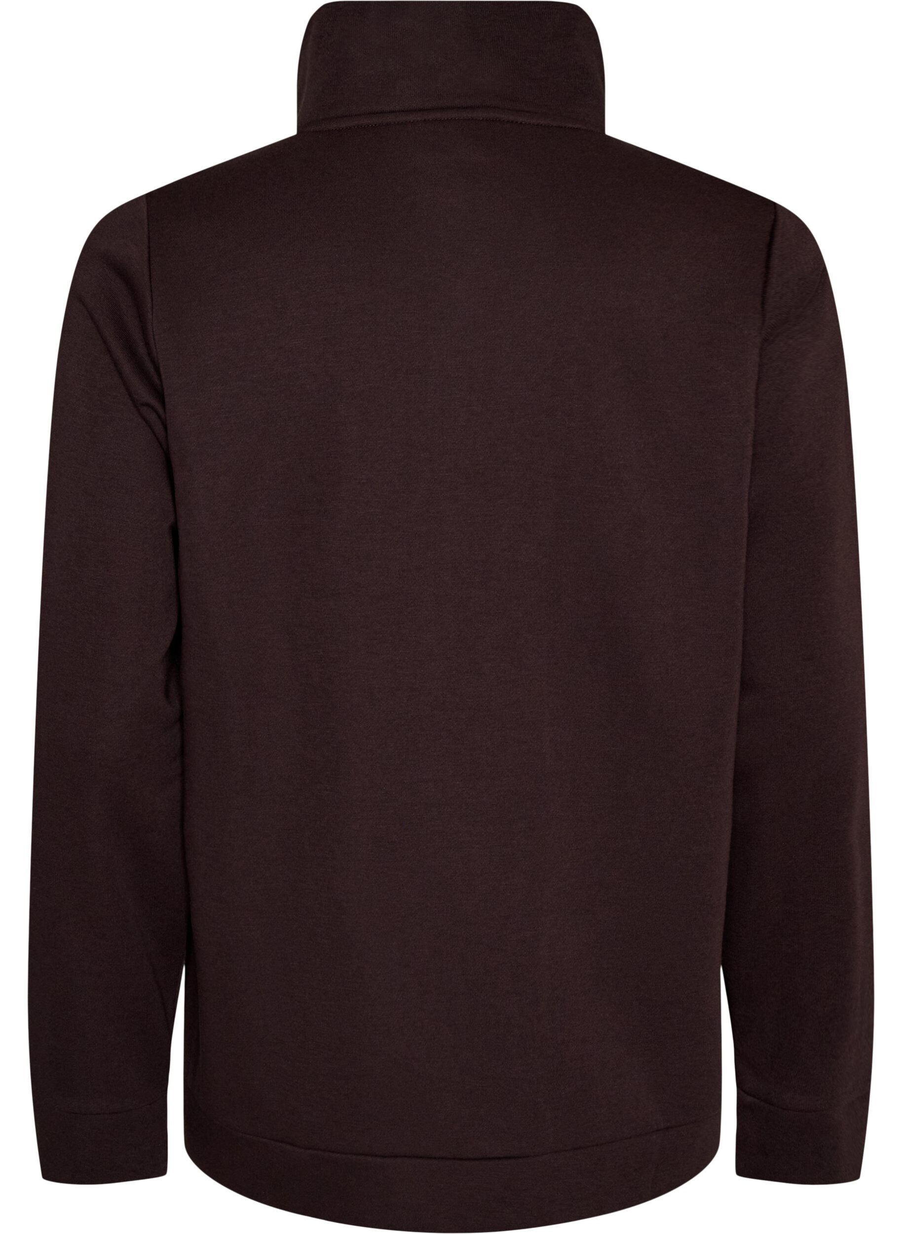 ZizziSweatshirt med h&ouml;g krage och dragkedja, Brun, Packshot image number 1