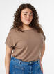 Kort&auml;rmad t-shirt i bomullsmix, Brun, Model image number 0