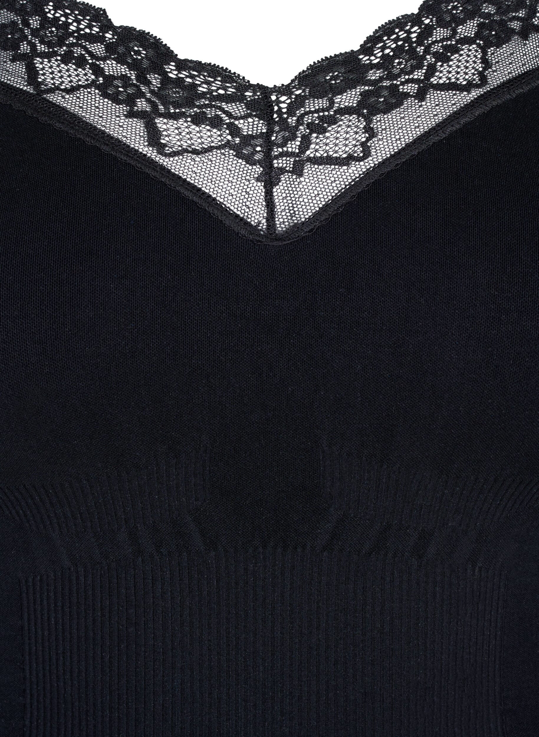 Zizzi Formkl&auml;der bodystocking med sn&ouml;rning, Svart, Packshot image number 3