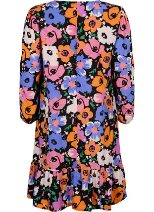 Blommig v-ringad klänning, Vibrant Flower AOP, Packshot image number 1