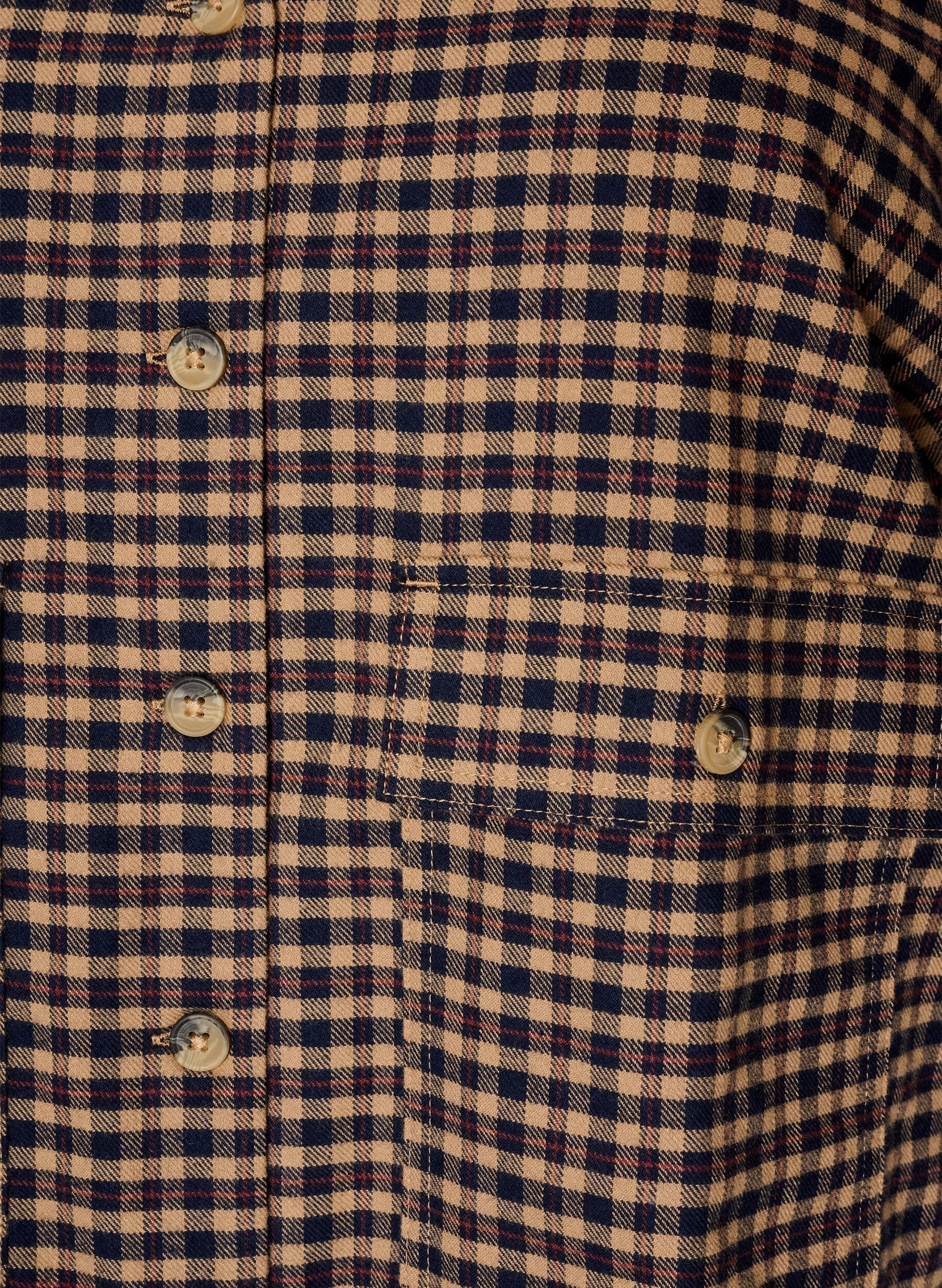 ZizziRutig blus med br&ouml;stfickor, Brun, Packshot image number 2