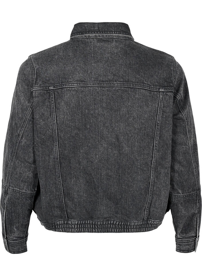 Jeansjacka med dold dragkedja, Dark Grey Denim, Packshot image number 1