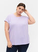 Kort&auml;rmad t-shirt i bomullsmix, Lila, Model image number 0