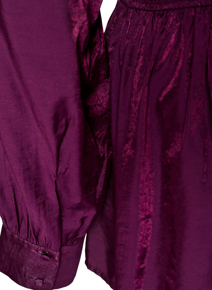 Glansig blus i viskos med peplumeffekt, Lila, Packshot image number 3